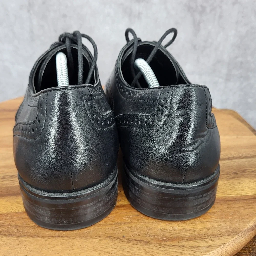 Express Oxford Shoes Mens 12 Black‎ Faux Leather Wingtip Dress Shoes